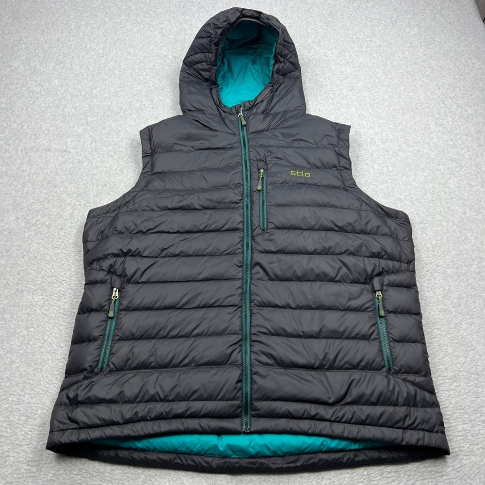 Stio Hometown Down Hooded Vest Mens‎ XXL Black 800-Fill Pertex Zip Puffer 2228